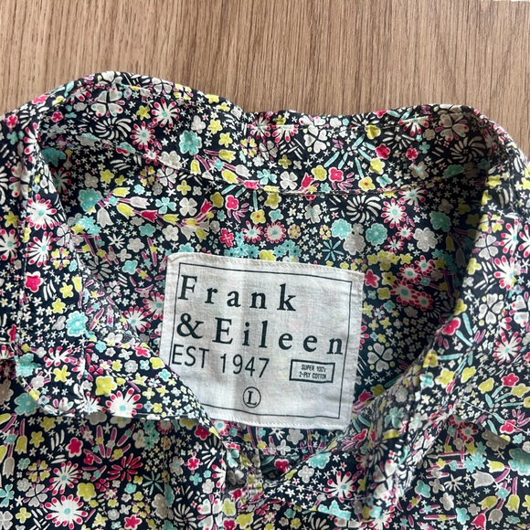 FRANK & EILEEN BARRY Tailored Crinkle Cotton Floral Button-Up Shirt L - Picture 2 of 11